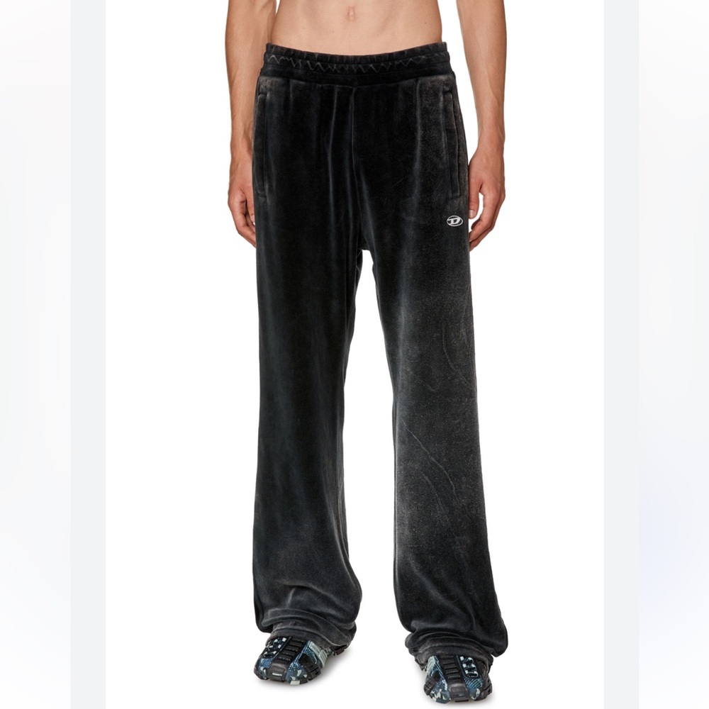 Diesel Black Velour sweatpants P-Zampband - Picture 2 of 8